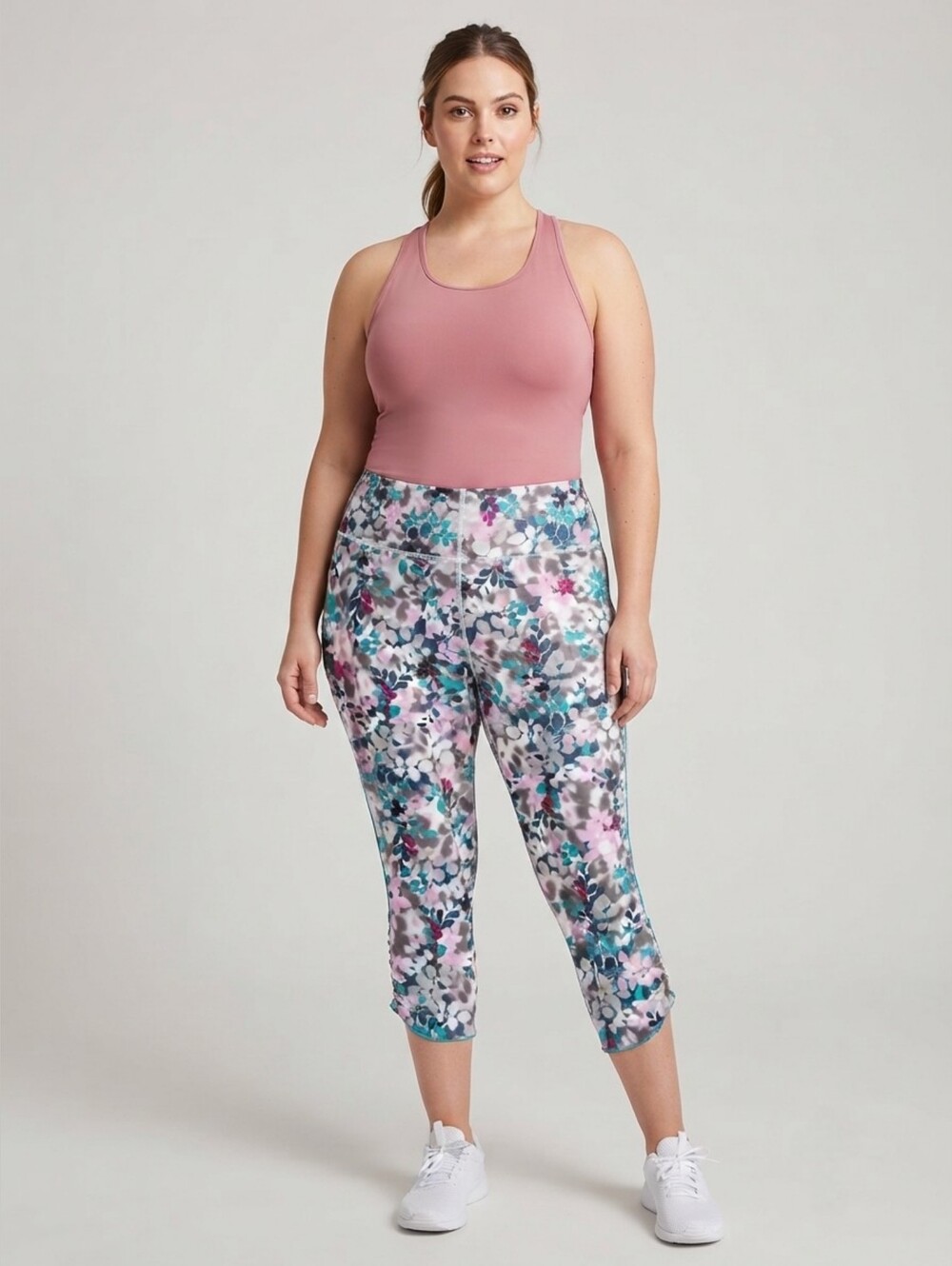 Joe Fresh Floral Print Ruched Hem Capri Leggings / Activewear Crop Pants / 3X